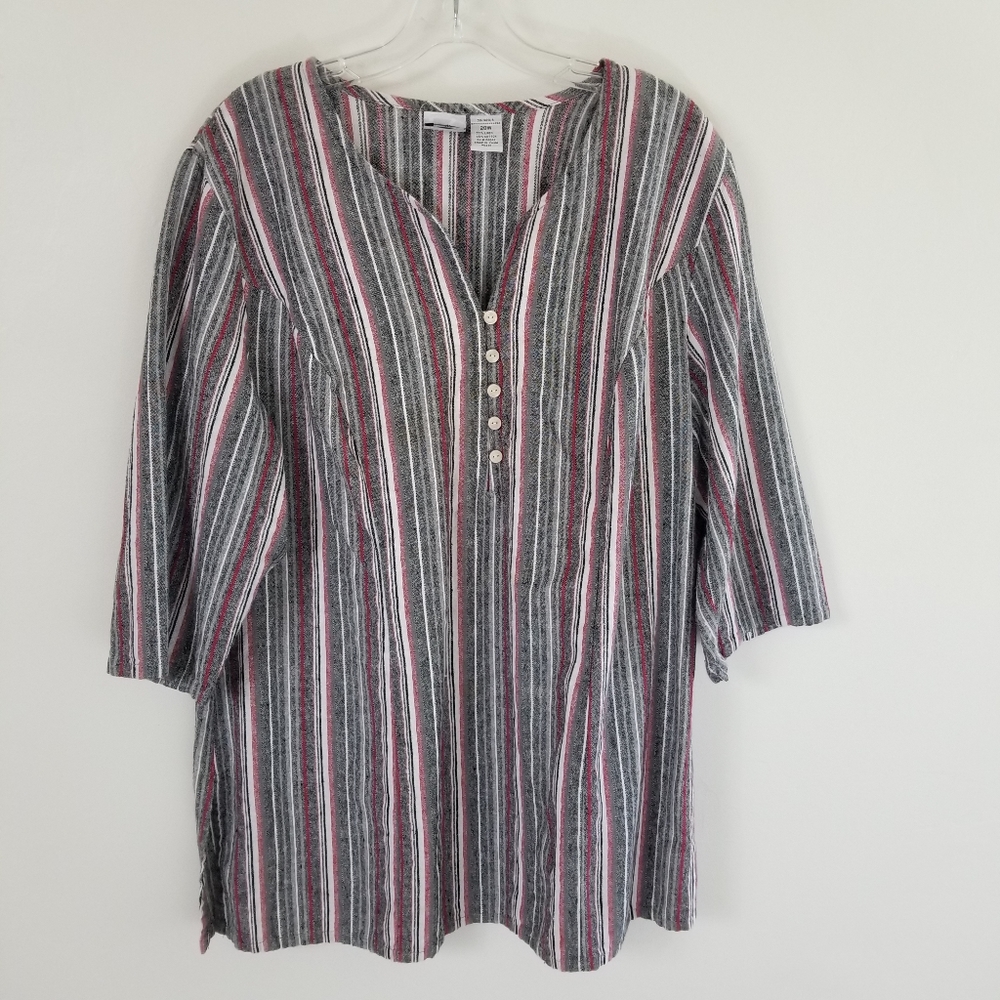 Roamans Striped Linen Tunic